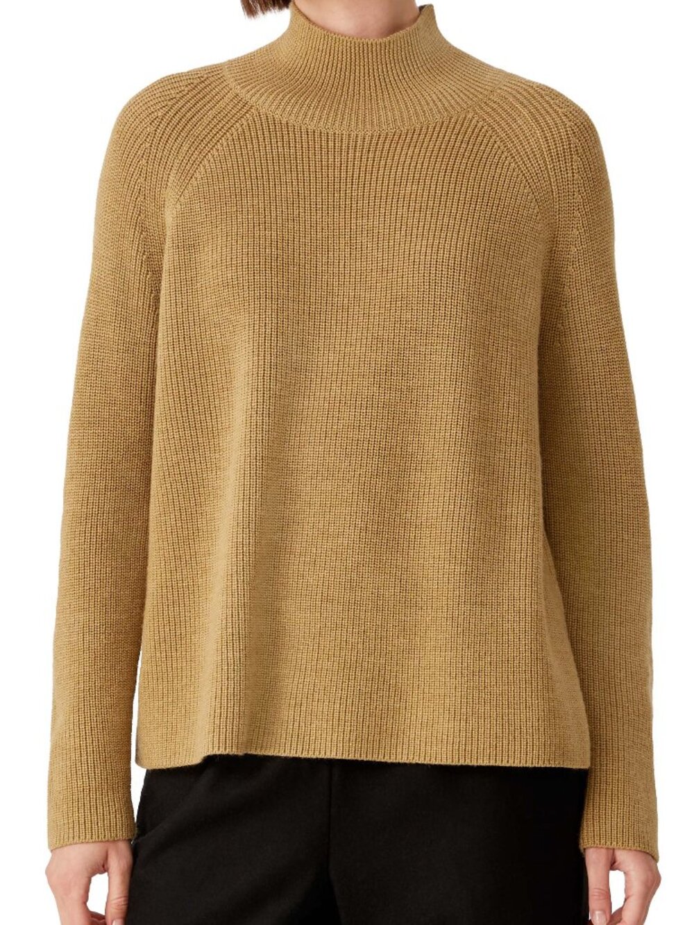 EILEEN FISHER $248 100% Italian Fine Merino Raglan Sleeve Turtleneck Sweater